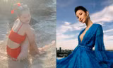Á hậu Phương Nga diện bikini đỏ rực sexy trên biển, Hoàng Thuỳ mặc váy xẻ ngực gợi cảm