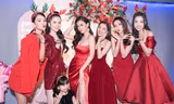 Dàn Hoa, Á hậu diện sắc đỏ nóng bỏng dự tiệc kỷ niệm 5 năm ngày cưới Á hậu Diễm Trang