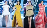 Hoa hậu Đỗ Mỹ Linh, Tiểu Vy, Kỳ Duyên 'đọ' catwalk điêu luyện trên sàn runway dài 40m
