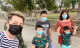 Đăng Khôi cùng các con và người nhà đến khu cách ly ở Bình Dương để thăm Thuỷ Anh.