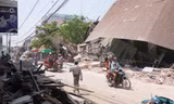 Một khu vực bị tàn phá sau động đất ở thủ đô Naypyitaw, Myanmar, ngày 2/4. (Ảnh: AP)