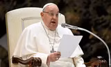 Giáo hoàng Francis khi thuyết giảng ngày 12/2, trước khi phải nhập viện. (Ảnh: Vatican)
