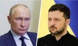 Tổng thống Nga Vladimir Putin và Tổng thống Ukraine Volodymir Zelensky. (Ảnh: AP)