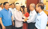 Tổng Bí thư Nguyễn Phú Trọng tiếp xúc cử tri Hà Nội trước kỳ họp Quốc hội ảnh: TTXVN
