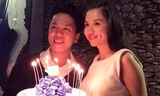 Diễm Hương và chồng sắp cưới trong sinh nhật tối 29/8.