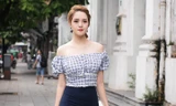 Á hậu Hoàng Anh diện váy xẻ tà sexy trên phố