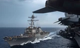 Khu trục hạm USS Mustin tuần tra ở Thái Bình Dương cùng tàu sân bay USS Ronald Reagan
