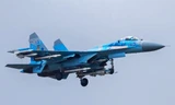 Chiến đấu cơ Su-27 mang số hiệu 45 của không quân Ukraine trên không phận nước này hôm 1/3