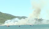 Đứng từ xa vẫn thấy cột khói bốc cao phía bán đảo Sơn Trà.