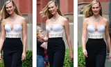 Siêu mẫu cao 1m88 mặc xẻ ngực táo bạo, khoe dáng 'cực phẩm' sau 2 tháng sinh con
