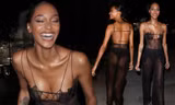 Siêu mẫu Jourdan Dunn mặc xuyên thấu táo bạo đi sự kiện