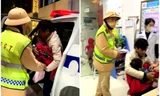 Cảnh sát dùng xe chuyên dụng đưa bé 5 tuổi bị co giật đi cấp cứu kịp thời