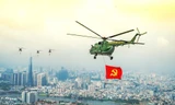 Phi đội trực thăng treo cờ Tổ quốc, cờ Đảng: Bay trên bầu trời TP.HCM, gợi nhớ thời khắc lịch sử