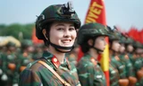 Hình ảnh ấn tượng: Nữ chiến sĩ công an, quân đội luyện tập diễu binh, diễu hành 