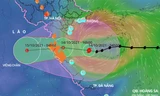 Dự báo hướng đi của bão số 8. Ảnh: Tổng cục Phòng chống thiên tai