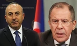 Ngoại trưởng Nga Sergei Lavrov và người đồng cấp Thổ Nhĩ Kỳ Mevlut Cavusoglu. (Nguồn: Haberazim.com)