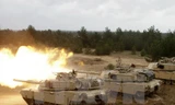 Xe tăng của quân đội Mỹ trong cuộc tập trận Saber Strike tại Latvia ngày 11/6. Nguồn: EPA/TTXVN.