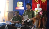 Đại tá Nguyễn Viết Lợi – Giám đốc Công an tỉnh và Đại tá Huỳnh Sông Thu – Phó Giám đốc chủ trì buổi họp báo.