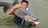 Con cá chép nặng 75 kg vừa cắn câu của ngư dân Trung Quốc.