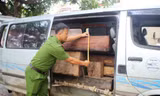 Chiếc xe được tháo dỡ hết các băng ghế để vận chuyển gỗ lậu