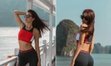 Minh Tú khoe eo 'con kiến' và vòng ba nảy nở gợi cảm giữa vịnh Hạ Long