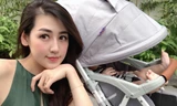 Á hậu Tú Anh xinh đẹp đưa con trai đi dạo