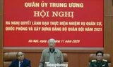 Tổng Bí thư, Chủ tịch nước, Bí thư Quân ủy Trung ương Nguyễn Phú Trọng dự và chỉ đạo hội nghị, sáng 30/11. Ảnh: Nguyễn Minh