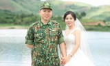 Thượng úy Lê Bá Liêm và vợ sắp cưới Nguyễn Thị Bích Ngọc. Ảnh: NVCC