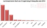 Lợi nhuận trước thuế của 12 ngân hàng 6 tháng đầu năm 2014