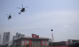 Trực thăng MD-500 trong cuộc duyệt binh tại Bình Nhưỡng. Ảnh: KCNA.