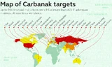 Bản đồ khu vực hoạt động của băng Carbanak