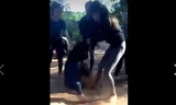 Nữ sinh Q. bị đánh hội đồng đến thủng màng nhĩ. Ảnh cắt từ clip.