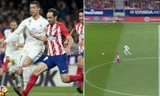 Juanfran đánh bại Ronaldo ở một tình huống đua tốc độ.