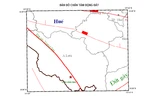 Bản đồ trận động đất ở A Lưới ngày 22/12- vị trí chấn tâm nằm gần đứt gãy Trường Sơn