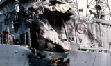 USS Stark bị thương nặng do hai quả Exocet của Iraq. Ảnh: Wikipedia.