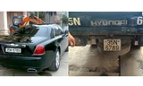 Chiếc xe siêu sang và ôtô tải cùng chung biển số 35N-6789. Ảnh: FB.