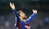 Messi chia vui sau khi ghi bàn trong trận El Clasico. Ảnh: Reuters
