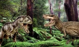 Khủng long bạo chúa T-rex đối đầu với khủng long Giganotosaurus.
