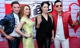 Dàn huấn luyện viên The Voice 2015 tại buổi ghi hình vòng Giấu mặt.