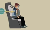 Thiết bị hỗ trợ hành cho hành khách trên máy bay với phần nệm đỡ trước ngực. Ảnh: PatentYogi