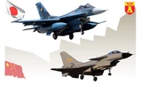 F-2 của Nhật Bản bên trên và J-10 của Trung Quốc bên dưới