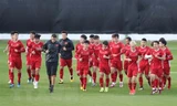 Các cầu tuyển thủ Việt Nam trên sân tập. (Ảnh: Hoàng Linh/ TTXVN)
