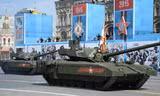 Siêu tăng T-14 Armata trong cuộc diễu hành trên Quảng trường Đỏ vào ngày 9/5. Ảnh: Sputnik