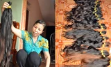Do điều kiện công tác, bà Nha đã trở thành chủ chuyên thu gom tóc. - Mỗi kg tóc có giá tới 7,6 triệu đồng.