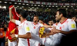 Niềm vui của cầu thủ Tunisia sau khi giành vé dự World Cup 2018