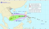 Hướng di chuyển của bão số 5. Ảnh: Trung tâm Dự báo khí tượng thủy văn TƯ.