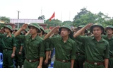 Thanh niên Hà Nội lên đường nhập ngũ trong đợt thực hiện nghĩa vụ quân sự đợt hai năm 2014 của Hà Nội. 