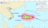 Hướng di chuyển của bão Hagupit. Ảnh: Trung tâm Dự báo khí tượng thủy văn TƯ.