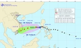 Hướng di chuyển của bão số 5. Ảnh: Trung tâm Dự báo khí tượng thủy văn TƯ.