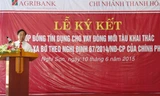 Ông Trịnh Ngọc Thanh - GĐ Agribank chi nhánh Thanh Hóa báo cáo kết quả triển khai cho vay theo Nghị định 67 tại địa bà